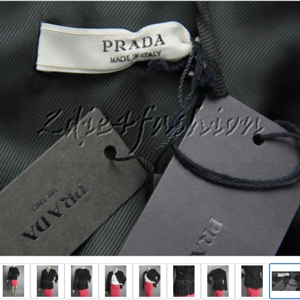 New with Tags PRADA Black Mohair Fur Suede Leather Fringe Wool Jacket 8 - Picture 8 of 8